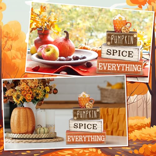 4 Pcs Fall Table Decor Pumpkin Spice Sign (Cup)