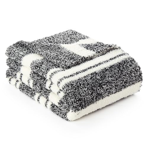 Heather Throw Blanket for Couch (Stripe Black / Throw (50"x60"))