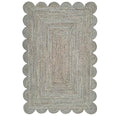 Scallop Jute Area Rug Boho Jute Rug Scalloped Coastal Rug (Medium Gray / 5'x8' (Rectangular))