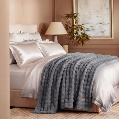 Cloud Bubble Fleece Queen Blanket for Bed (07 Grey / Queen (90" X 90"))