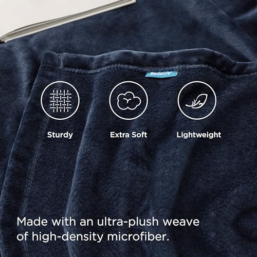 Soft Cozy Warm Fleece Large Oversized Bed Blanket Navy 120"x120" (02 - Navy / Large (120" X 120"))