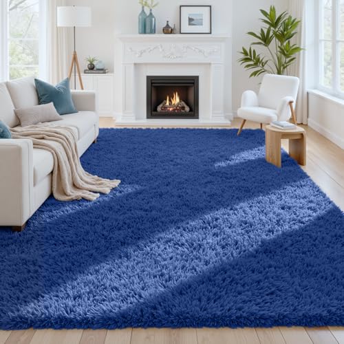 8x10 Fluffy Shag Area Rugs for Living Room Bedroom (Blue / 8' x 10' (Rectangular))