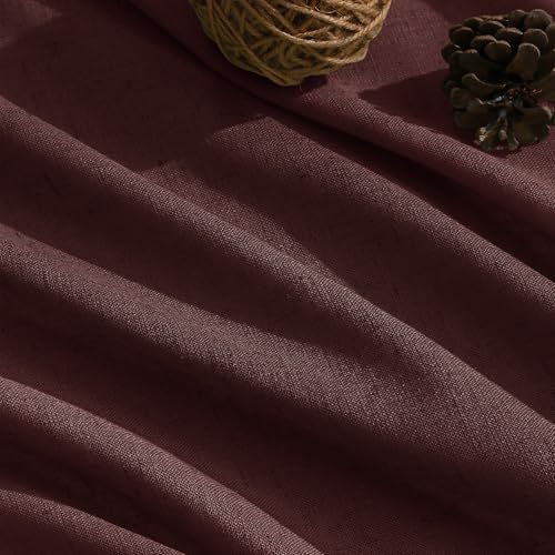 Reddish Brown Linen Curtains 90 Inch Long 2 Panels Set for Bedroom Living Room (52"W x 90"L (Pack of 2) / Reddish Brown)