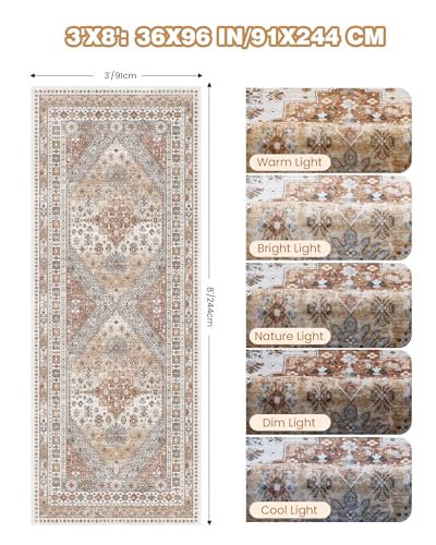3x8 Runner Rug Non Slip Washable Rugs for Entryway (Orange / 3' x 8' (Runner))