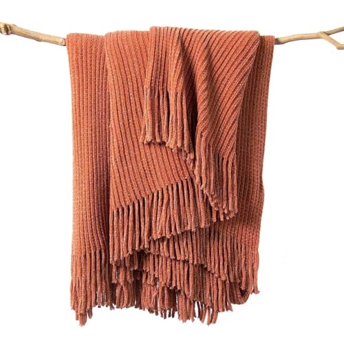 Throw Blanket for Couch (B-orange Rust / 60*80'')