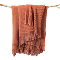 Throw Blanket for Couch (B-orange Rust / 60*80'')