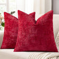 Textured Chenille Throw Pillow Covers 18x18 Set of 2 Red (Christmas Red / 18" x 18" (Pack of 2))