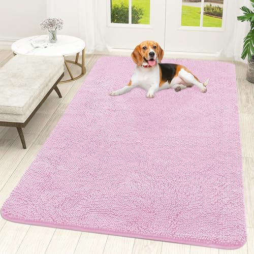 Dog Door Mat for Muddy Paws 59x35 (Pink / 59" X 35")