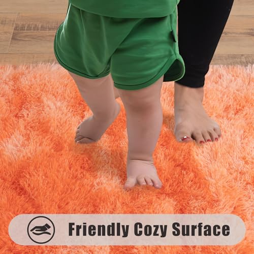 Soft Runner Rugs for Bedroom Hallways (2' x 6' (1 pc) / Tie-dyed Orange)