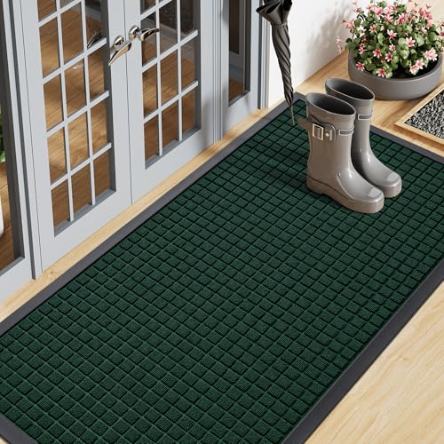Front Door Mat Outside Entrance (Black Green / 47" X 23")