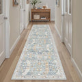 Hallway Runner Rug 2x8 Washable Kitchen Rugs Non (Blue/Gold / 2' x 8' (Runner))