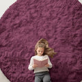Burgundy Round Rugs for Bedroom (9 Ft Round / Burgundy)