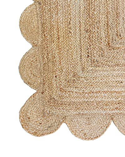 Scalloped Natural Jute Area Rug (Natural / 8'x10' (Rectangular))