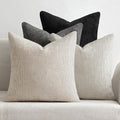 Soft Decorative Chenille Pillow Covers Cream Grey 16x16 Pack of 4 (16" x 16" (Pack of 4) / Neutral Cream/Grey)