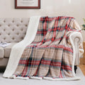 Sherpa Fleece Throw Blanket 60" x 80" Reversible Plush Fluffy Large Big Blanket Lattice Flannel Blankets for All Season Use (Chrismas Red / 60"*80")