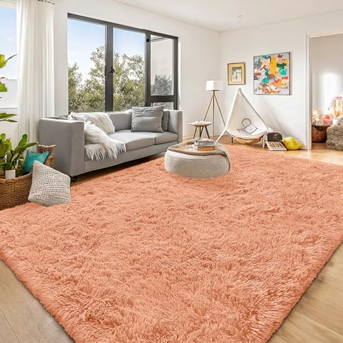8x10 Machine Washable Large Area Rugs for Living Room (8x10 Ft / Muted Orange)