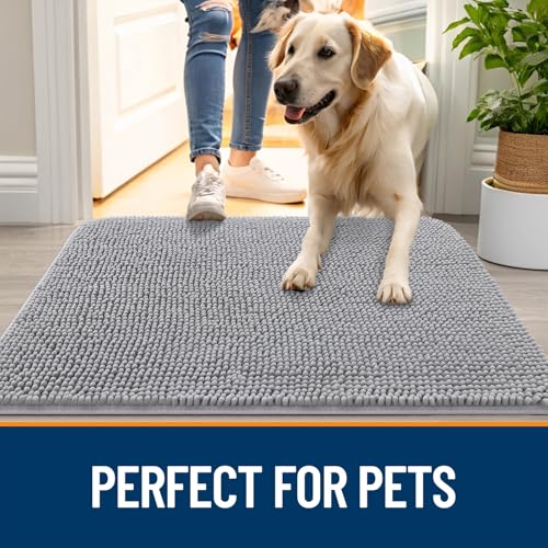 Dog Door Mat for Muddy Paws 30x17 (Light Grey / 30" X 17")