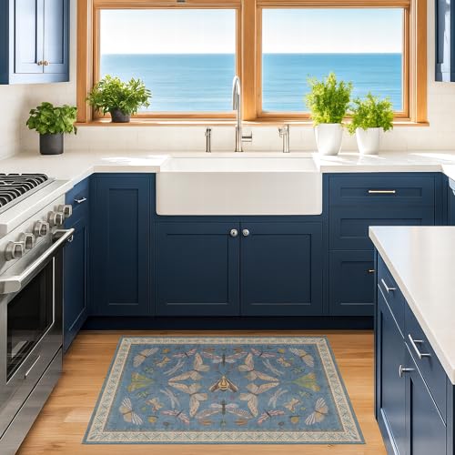Blue 2x3 Kitchen Rugs Non Slip Washable (2' x 3' (Rectangular) / Blue)