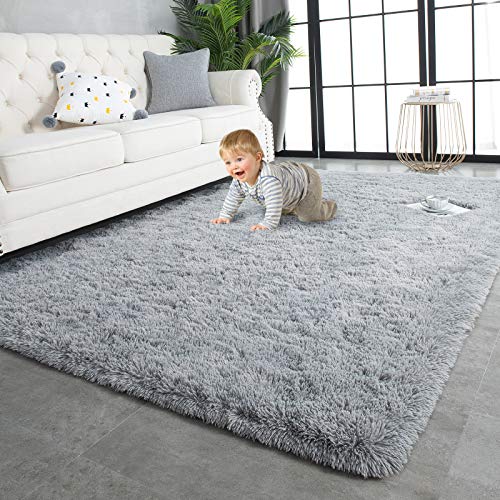 Super Soft Shaggy Rugs Fluffy Carpets (3 ft x 5 ft / Grey)