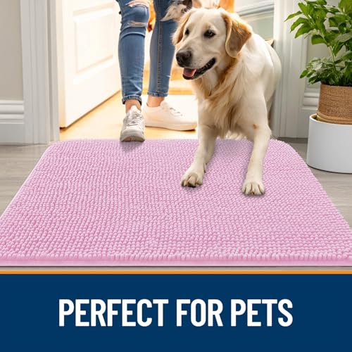 Dog Door Mat for Muddy Paws 34x21 (Pink / 34" X 21")