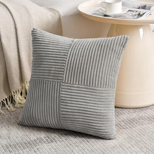 2 Packs Grey Decorative Throw Pillow Covers 18x18 Inch for Living Room Couch Bed Sofa (Gray / 18" x 18" (Pack of 2))