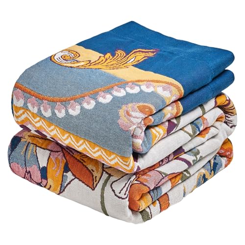 Boho Throw Blanket 50"x60" Fall Cotton Victoria Floral Blanket (Bloom Victoria / 50"x60")