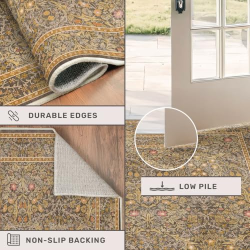 Brown 2'6" x 10' Hallway Runner Rug Non Slip (Gold Brown / 2'6" x 10' (Runner))