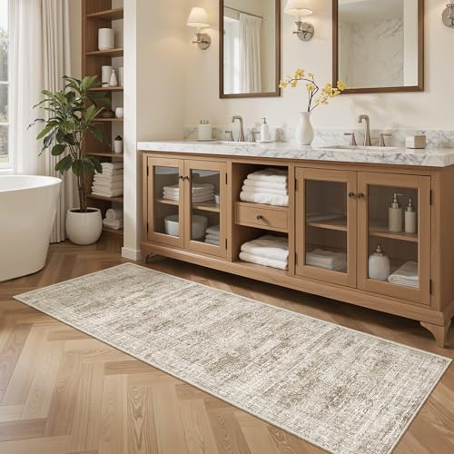 Runner Rug 2x6 Washable Kitchen Hallway Runners Non (Brown / 2' x 6' (Runner))
