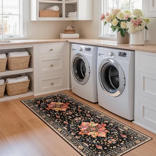 Washable Area Rug (Black/Colorful / 2' x 5' (Rectangular))