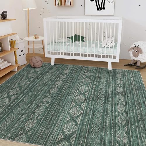 7x9 Area Rugs Living Room (Dark Green / 7' X 9' (Rectangular))