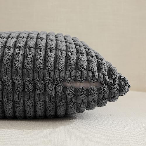 4 Packs Decorative Throw Pillow Covers for Living Room Couch Bed (20" x 12" (Pack of 4) / Dark Gray)