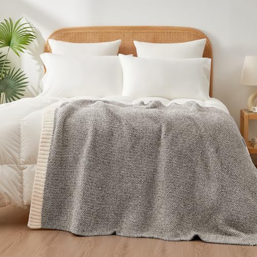 Grey Throw Super Soft Warm Oversized Fuzzy Plush Blanket (Heather Dark Grey / Throw-XL (50"x70"))