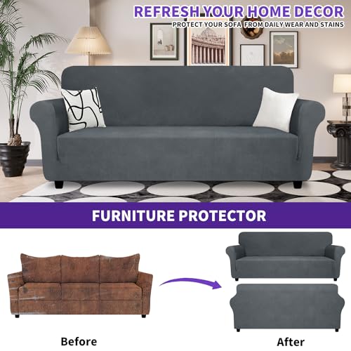Super Stretch Couch Cover (- Dark Grey / Large (72"-92"))