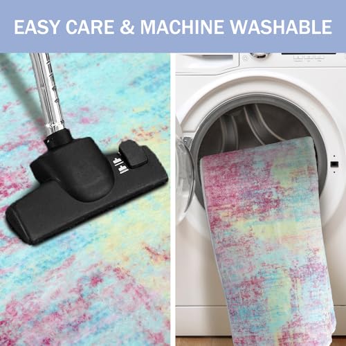 Abstract Runner Rug 3x12 Ft Washable Runners for Hallways (Multi Pink / 3' x 12' (Rectangular))