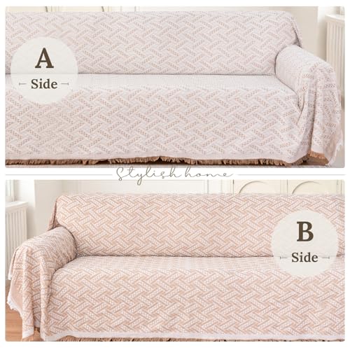 2 Piece Sectional Couch Cover for L Shape Sofa Khaki White XL (Khaki White / X-Large)