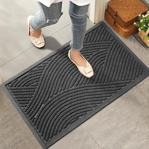 Sturdy Front Door Mat (Grey / 2' x 3' (Rectangular))