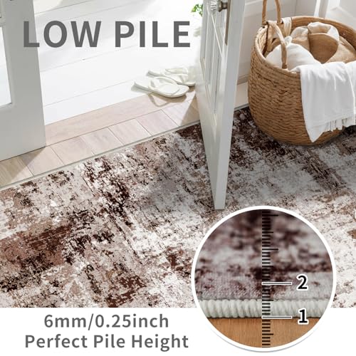 3x10 Washable Runner Rugs for Hallway (Brown/Khaki/White / 3' x 10' (Runner))