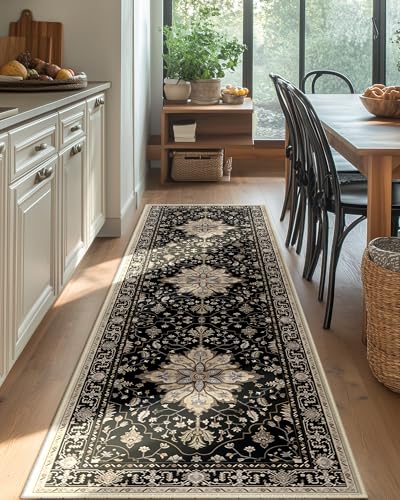 Washable Area Rug (Black/Neutral / 2' x 8' (Rectangular))