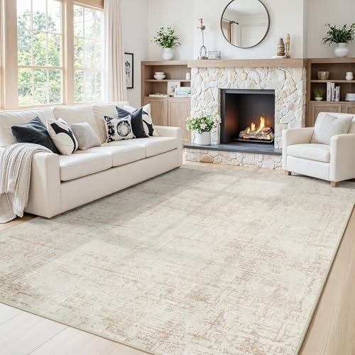 5x7 Washable Area Rug for Living Room Bedroom (Beige/White / 5' x 7' (Rectangular))