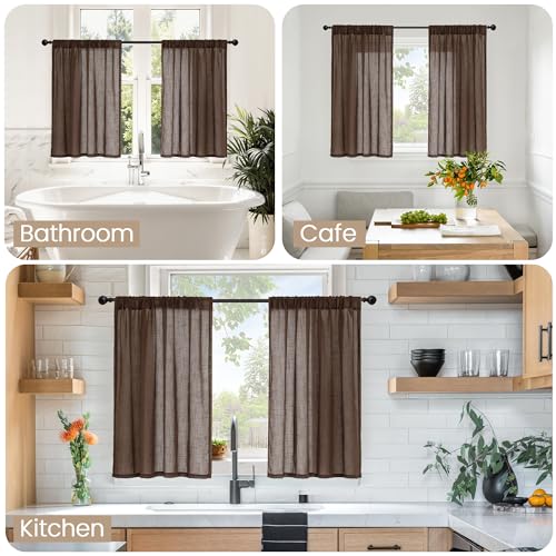 Brown Linen Curtains 40 Inch Length (Brown / 42"W x 40"L (Pack of 2))
