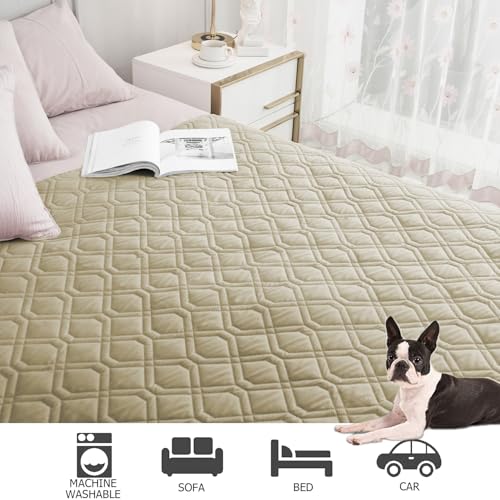 Waterproof Dog Bed Blankets Cover for Bed Couch Sofa Reversible (30x70 Inch (Pack of 1) / Beige+khaki)