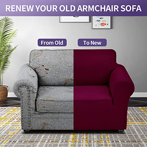 Stretch Chair Couch Cover (Burgundy / Small（35" - 55"）)