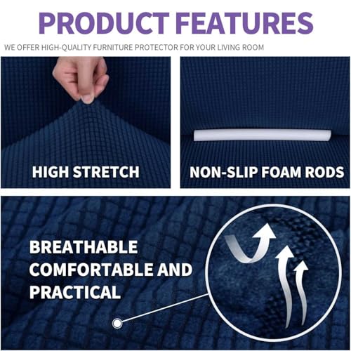 Super Stretch Couch Cover (Navy Blue / Large (72"-92"))