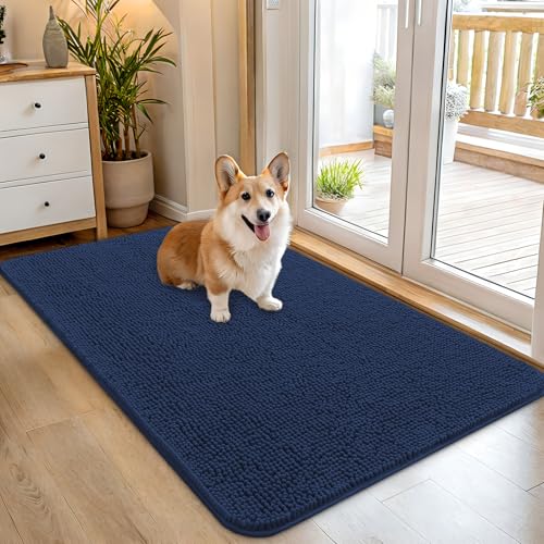 Dog Door Mat for Muddy Paws 45x27 (Dark Blue / 45" X 27")
