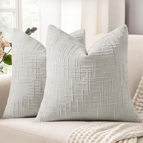Textured Chenille Throw Pillow Covers 26x26 Set of 2 Light Grey (Light Grey / 26" x 26" (Pack of 2))