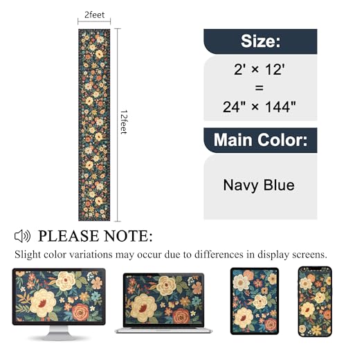 2x12 Washable Runner Rug (Navy Blue / 2' x 12' (Rectangular))