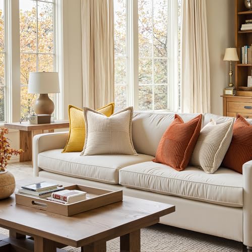 Fall Rust Decorative Eruo Sham Throw Pillow Covers 24x24 Inch (Rust / 24" x 24" (Pack of 2))