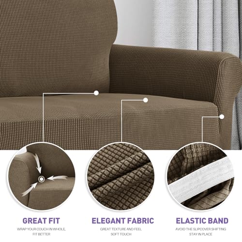 Super Stretch Couch Cover (Brown / Large (72"-92"))