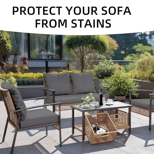 8PCS Patio Cushion Covers.Patio Furniture Couch SeatSlipcovers (Gray. / 8PCS)