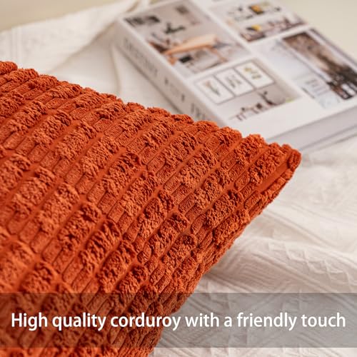 Pack of 2 Corduroy Decorative Throw Pillow Covers 20x20 Inch (Rust / 20" x 20" (Pack of 2))